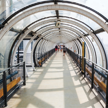 The glazed escalator tube at the Centre Pompidou